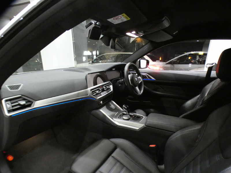 BMW 4シリーズ M440i xDriveｸｰﾍﾟ　ｺﾝﾌｫA Dｱｼｽﾄ 追ACC ﾚｰﾝCHW 衝突軽減 黒革 ﾋｰﾀｰ iﾄﾞﾗｲﾌﾞﾅﾋﾞ(第7世代) harmank ﾜｲﾔﾚｽCH ﾍｯﾄﾞｱｯﾌﾟDSP 全周ｶﾒﾗ PDC ﾚｰｻﾞｰﾗｲﾄ 専用ｴｸｽﾃﾘｱ&19AW 387ps　2年保証