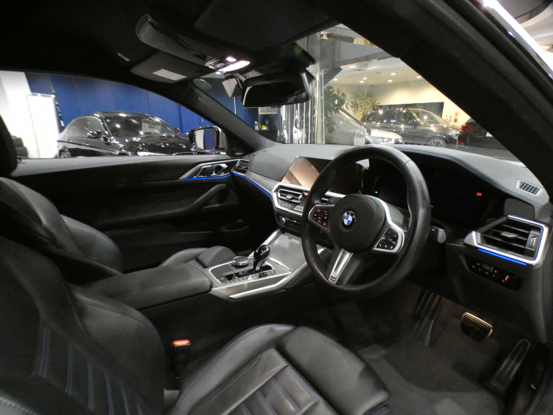 BMW 4シリーズ M440i xDriveｸｰﾍﾟ　ｺﾝﾌｫA Dｱｼｽﾄ 追ACC ﾚｰﾝCHW 衝突軽減 黒革 ﾋｰﾀｰ iﾄﾞﾗｲﾌﾞﾅﾋﾞ(第7世代) harmank ﾜｲﾔﾚｽCH ﾍｯﾄﾞｱｯﾌﾟDSP 全周ｶﾒﾗ PDC ﾚｰｻﾞｰﾗｲﾄ 専用ｴｸｽﾃﾘｱ&19AW 387ps　2年保証